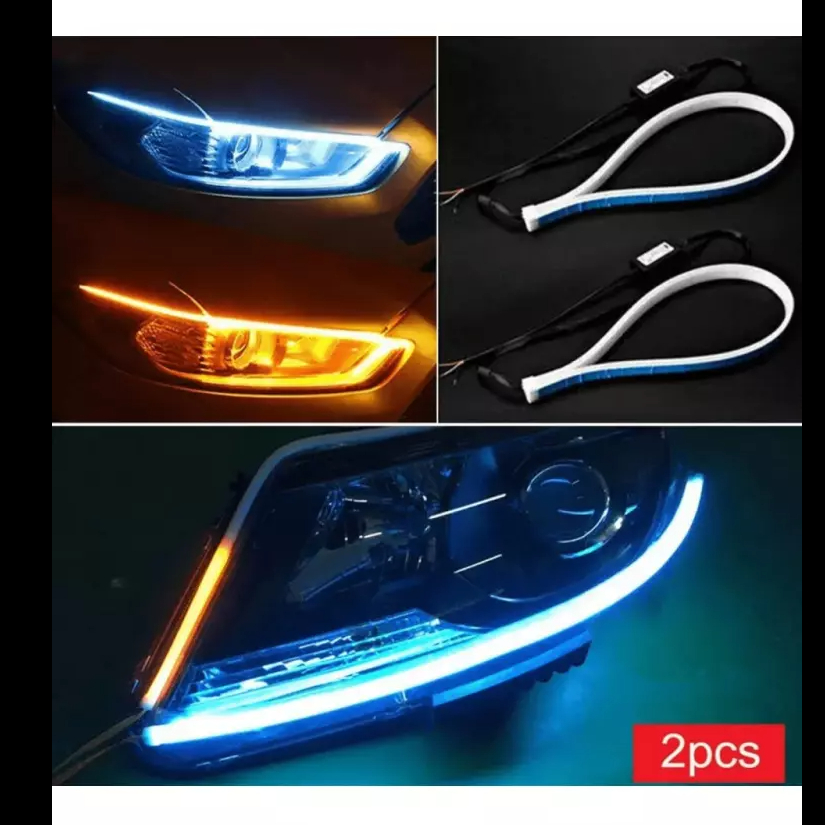 Avtomobil chiroqlari uchun moslashuvchan LED tasma, ikki rangli, 60 sm, 12 V